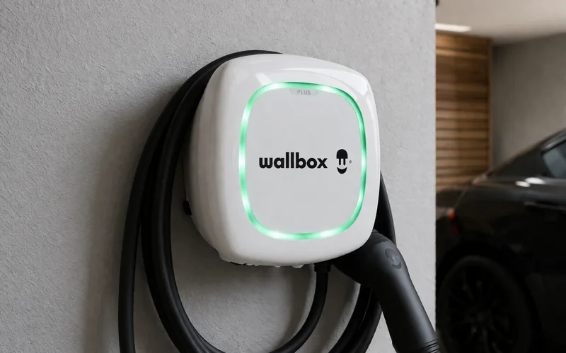 Borne Wallbox Pulsar Plus installée dans un garage
