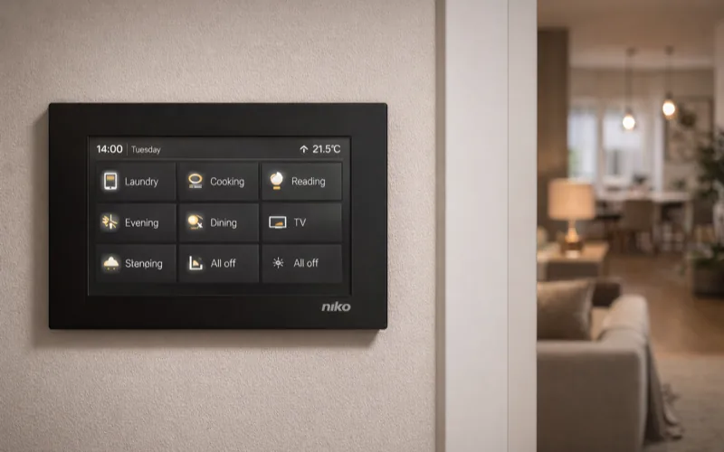 Système domotique Niko Home Control avec écran tactile