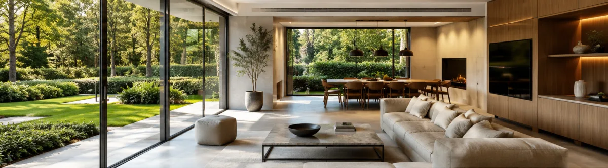 Villa moderne avec grandes baies vitrées et jardin à Rhode-Saint-Genèse — installation Pompe à chaleur BW