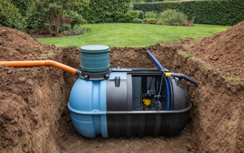 Système de récupération d'eau de pluie avec citerne
